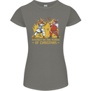 Santa vs Jesus Funny Christmas Xmas Womens Petite Cut T-Shirt Charcoal