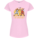 Santa vs Jesus Funny Christmas Xmas Womens Petite Cut T-Shirt Light Pink