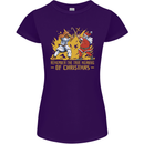 Santa vs Jesus Funny Christmas Xmas Womens Petite Cut T-Shirt Purple