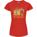 Santa vs Jesus Funny Christmas Xmas Womens Petite Cut T-Shirt Red