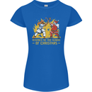Santa vs Jesus Funny Christmas Xmas Womens Petite Cut T-Shirt Royal Blue