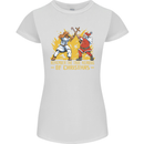 Santa vs Jesus Funny Christmas Xmas Womens Petite Cut T-Shirt White