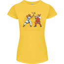 Santa vs Jesus Funny Christmas Xmas Womens Petite Cut T-Shirt Yellow