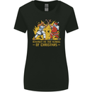 Santa vs Jesus Funny Christmas Xmas Womens Wider Cut T-Shirt Black