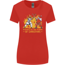 Santa vs Jesus Funny Christmas Xmas Womens Wider Cut T-Shirt Red