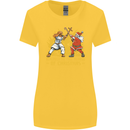Santa vs Jesus Funny Christmas Xmas Womens Wider Cut T-Shirt Yellow