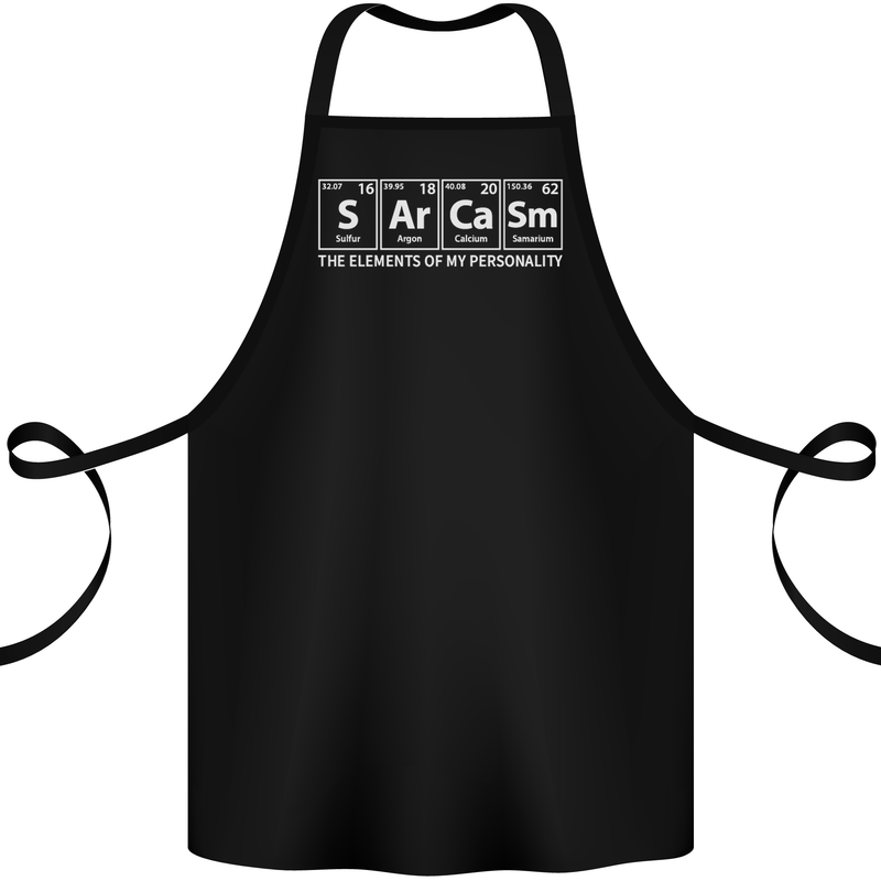 Sarcasm the Elements Personality Funny ECG Cotton Apron 100% Organic Black