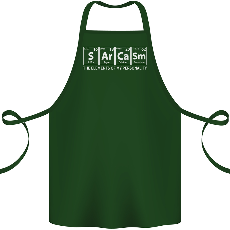 Sarcasm the Elements Personality Funny ECG Cotton Apron 100% Organic Forest Green