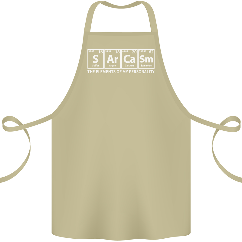 Sarcasm the Elements Personality Funny ECG Cotton Apron 100% Organic Khaki