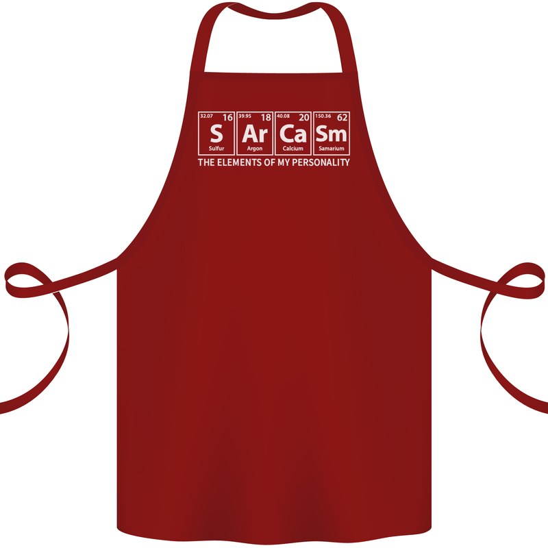 Sarcasm the Elements Personality Funny ECG Cotton Apron 100% Organic Maroon