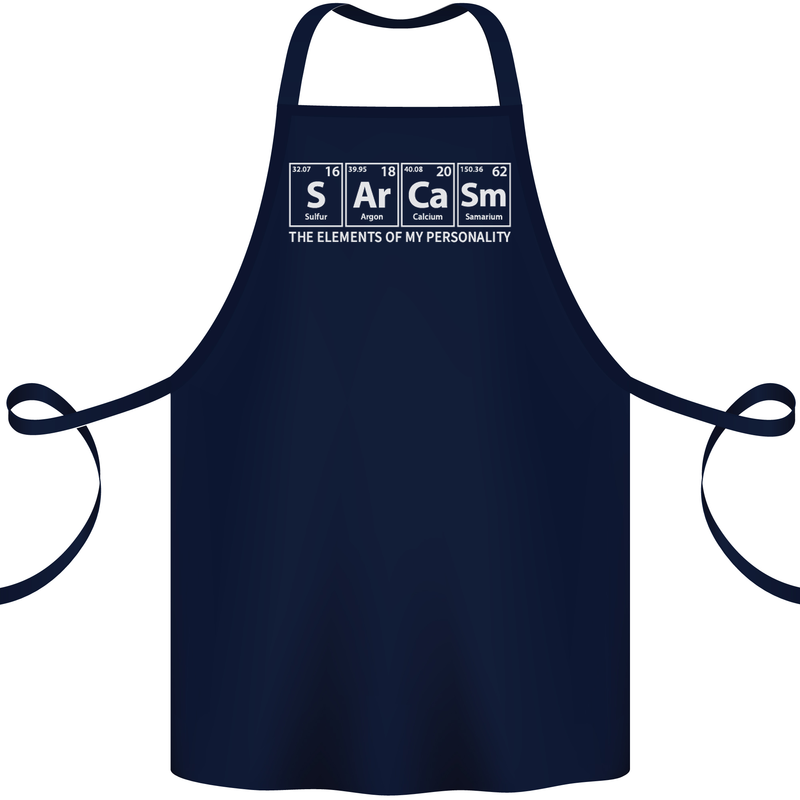 Sarcasm the Elements Personality Funny ECG Cotton Apron 100% Organic Navy Blue