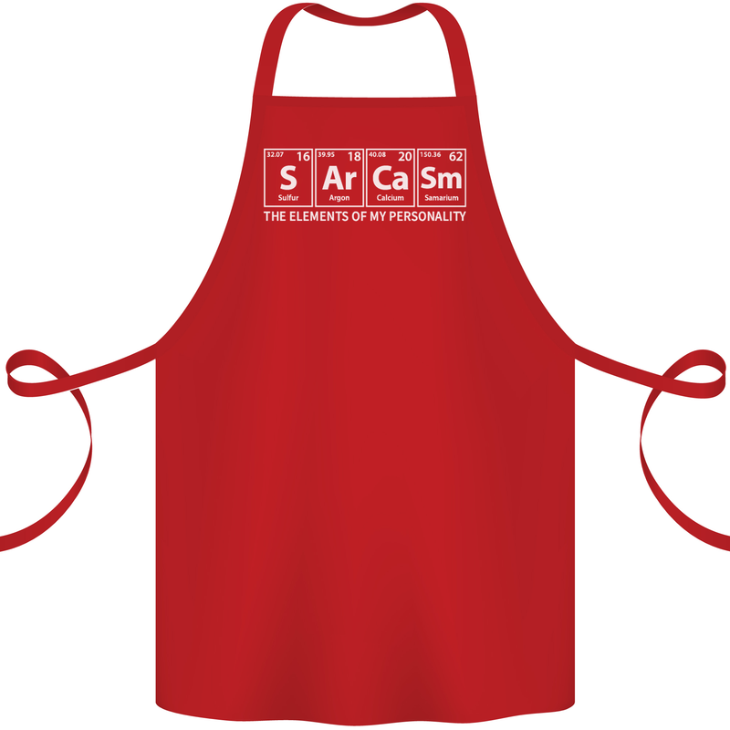 Sarcasm the Elements Personality Funny ECG Cotton Apron 100% Organic Red