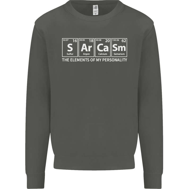 Sarcasm the Elements Personality Funny ECG Kids Sweatshirt Jumper Storm Grey