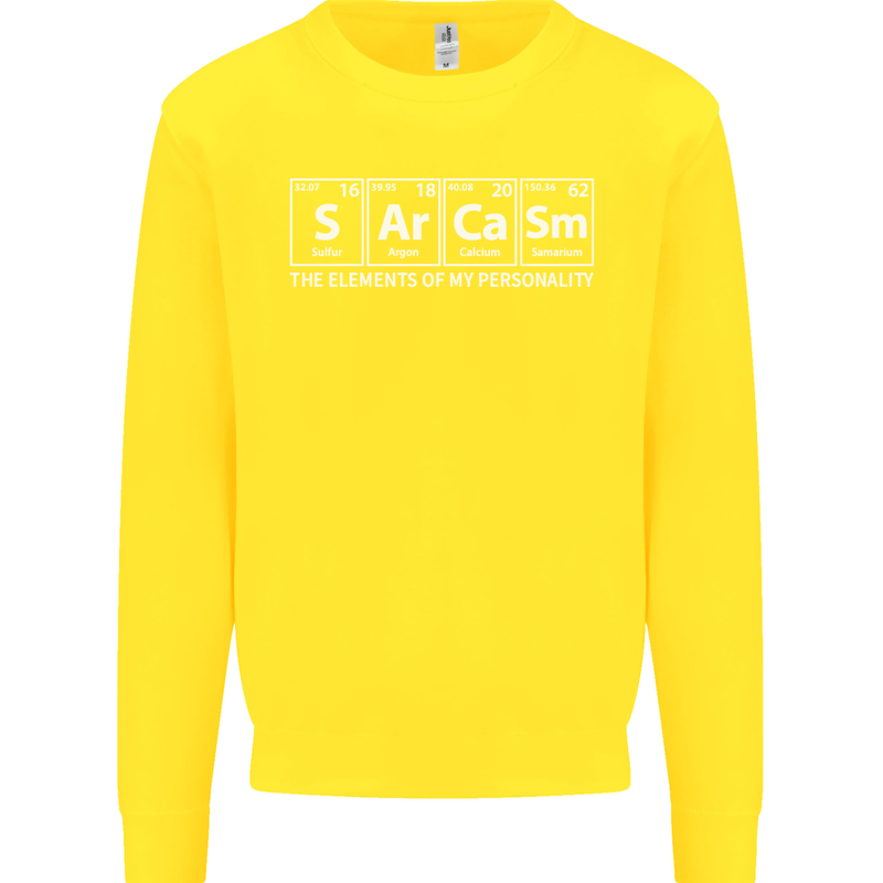 Sarcasm the Elements Personality Funny ECG Kids Sweatshirt Jumper Yellow
