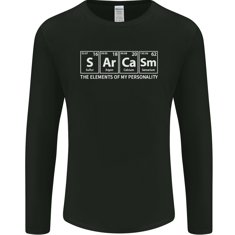 Sarcasm the Elements Personality Funny ECG Mens Long Sleeve T-Shirt Black