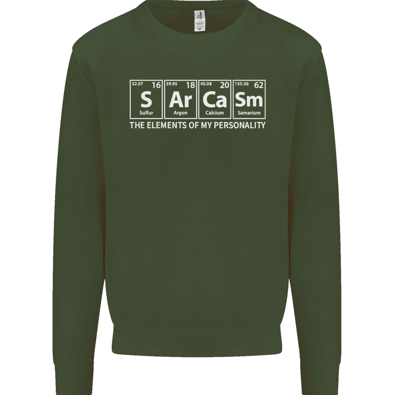 Sarcasm the Elements Personality Funny ECG Mens Sweatshirt Jumper Forest Green