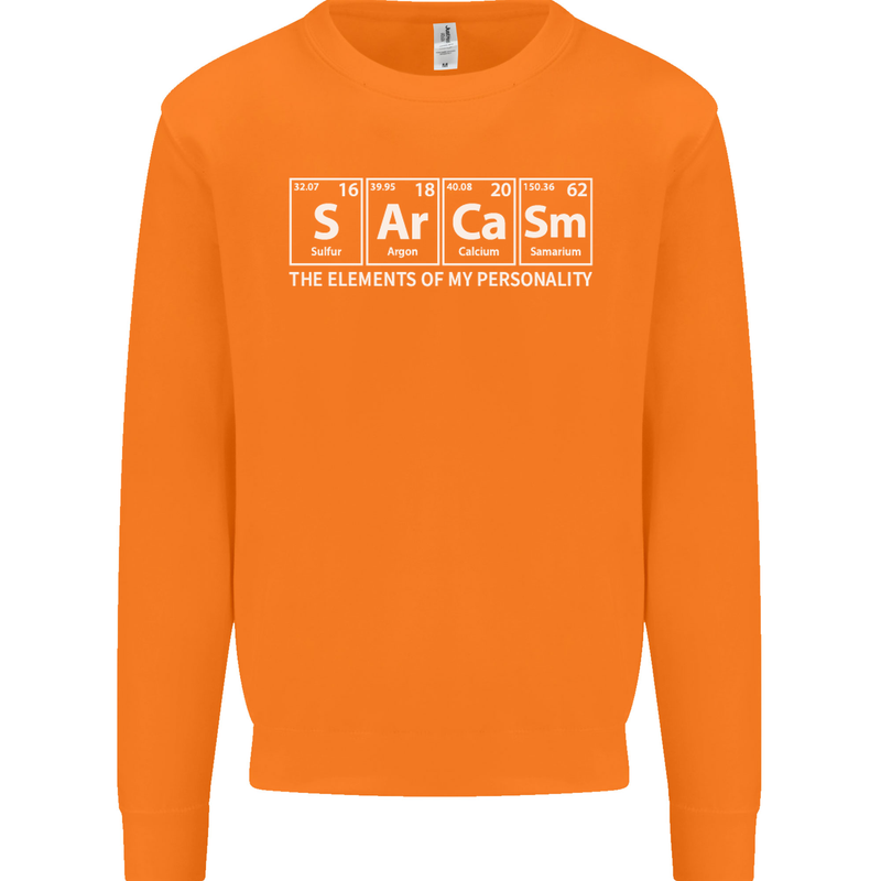 Sarcasm the Elements Personality Funny ECG Mens Sweatshirt Jumper Orange