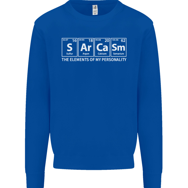 Sarcasm the Elements Personality Funny ECG Mens Sweatshirt Jumper Royal Blue