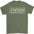 Sarcasm the Elements Personality Funny ECG Mens T-Shirt Cotton Gildan Military Green