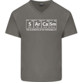Sarcasm the Elements Personality Funny ECG Mens V-Neck Cotton T-Shirt Charcoal