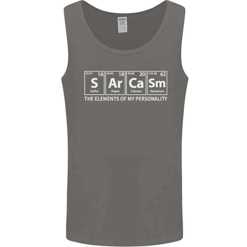 Sarcasm the Elements Personality Funny ECG Mens Vest Tank Top Charcoal