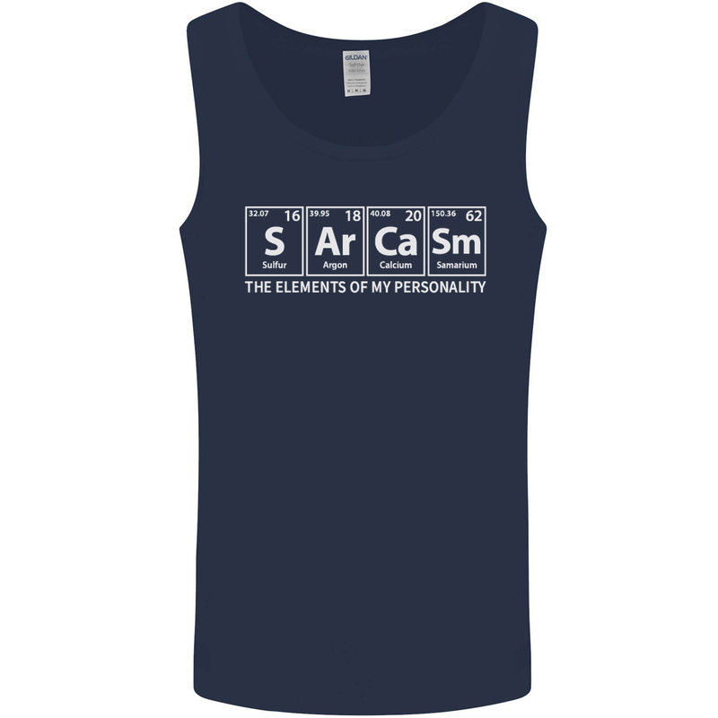 Sarcasm the Elements Personality Funny ECG Mens Vest Tank Top Navy Blue