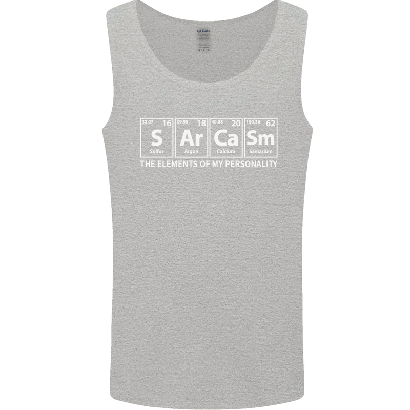 Sarcasm the Elements Personality Funny ECG Mens Vest Tank Top Sports Grey