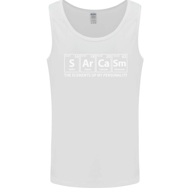 Sarcasm the Elements Personality Funny ECG Mens Vest Tank Top White