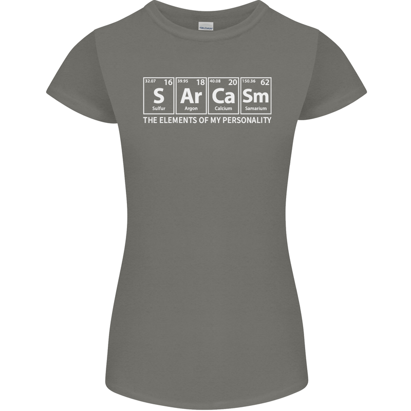 Sarcasm the Elements Personality Funny ECG Womens Petite Cut T-Shirt Charcoal