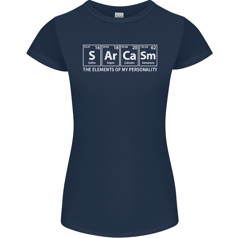 Sarcasm the Elements Personality Funny ECG Womens Petite Cut T-Shirt Navy Blue