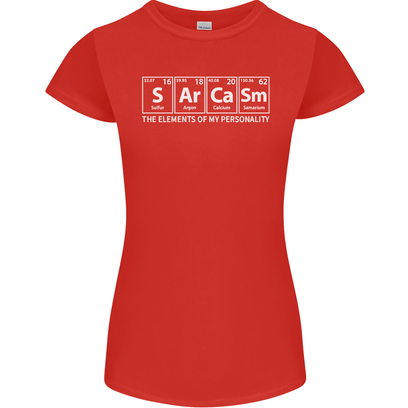 Sarcasm the Elements Personality Funny ECG Womens Petite Cut T-Shirt Red