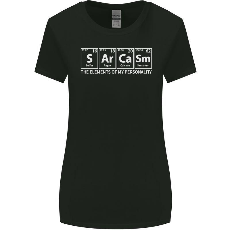 Sarcasm the Elements Personality Funny ECG Womens Wider Cut T-Shirt Black
