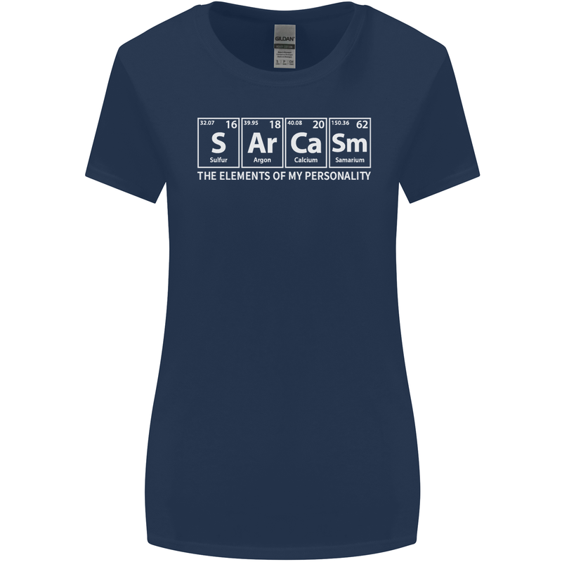 Sarcasm the Elements Personality Funny ECG Womens Wider Cut T-Shirt Navy Blue