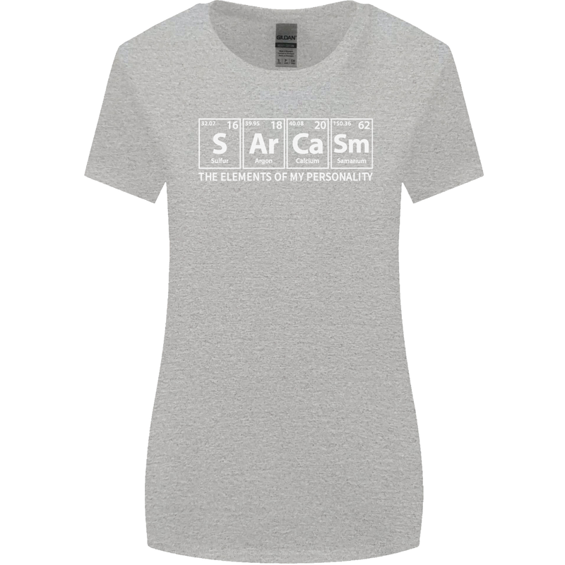 Sarcasm the Elements Personality Funny ECG Womens Wider Cut T-Shirt Sports Grey