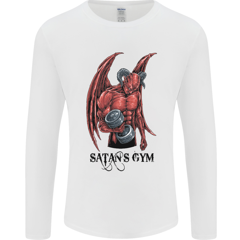 Satan's Gym Bodybuilding Training Top Mens Long Sleeve T-Shirt White