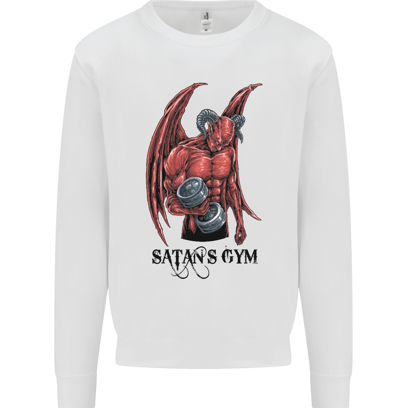 Satan's Gym Bodybuilding Training Top Mens Sweatshirt Jumper White