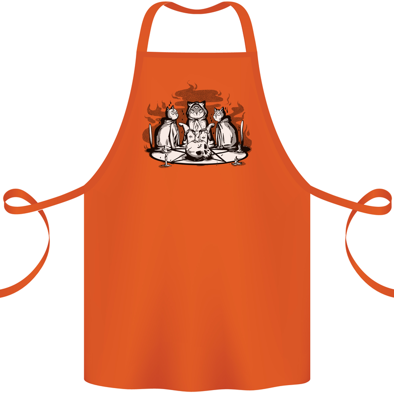 Satanic Cats Black Magic Pentacle Cotton Apron 100% Organic Orange