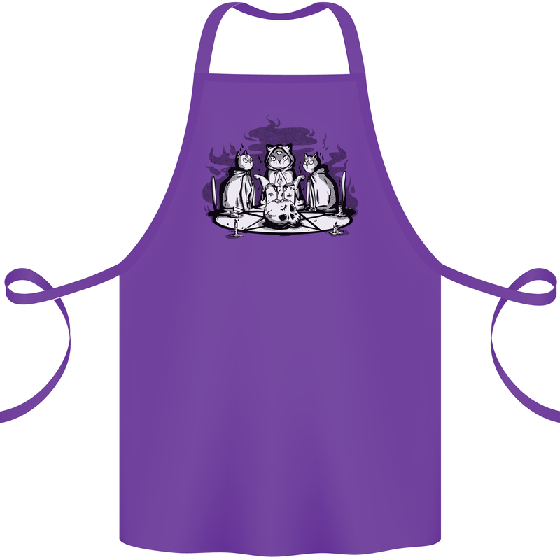 Satanic Cats Black Magic Pentacle Cotton Apron 100% Organic Purple