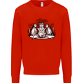 Satanic Cats Black Magic Pentacle Kids Sweatshirt Jumper Bright Red