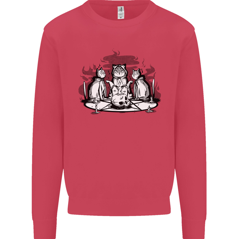 Satanic Cats Black Magic Pentacle Kids Sweatshirt Jumper Heliconia