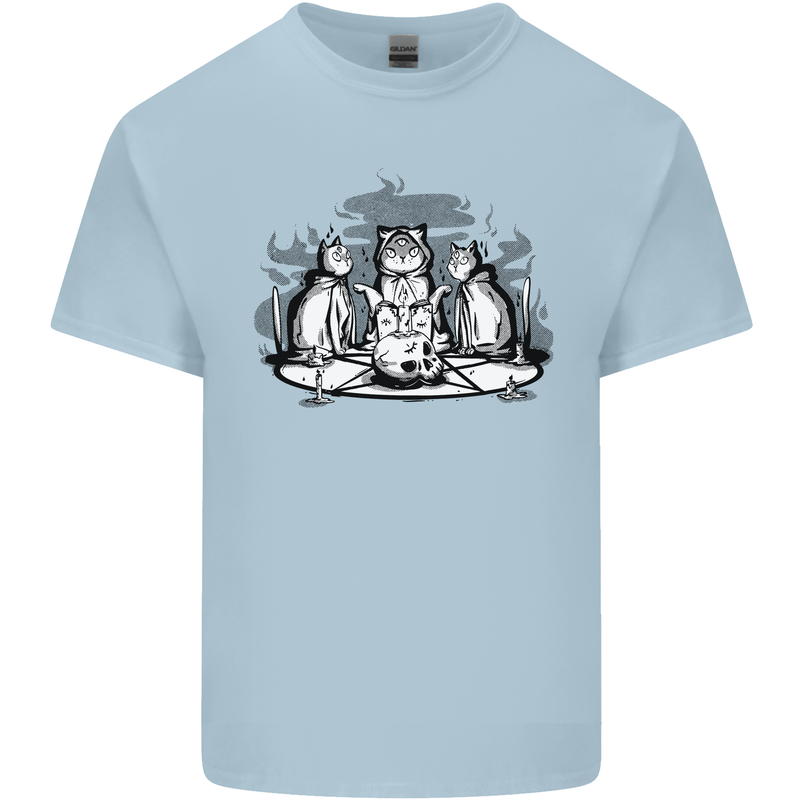 Satanic Cats Black Magic Pentacle Kids T-Shirt Childrens Light Blue
