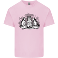 Satanic Cats Black Magic Pentacle Kids T-Shirt Childrens Light Pink