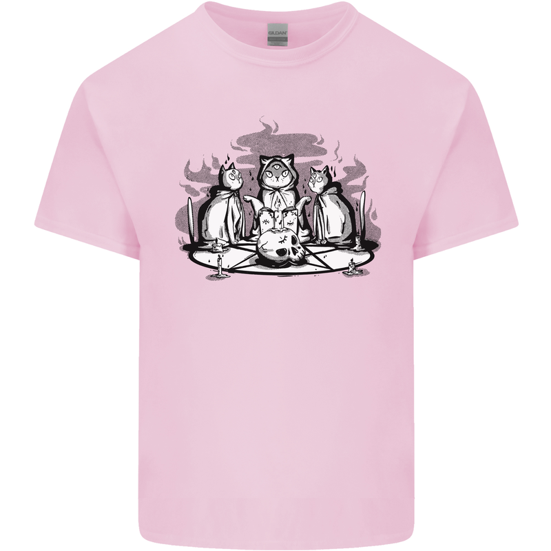 Satanic Cats Black Magic Pentacle Kids T-Shirt Childrens Light Pink