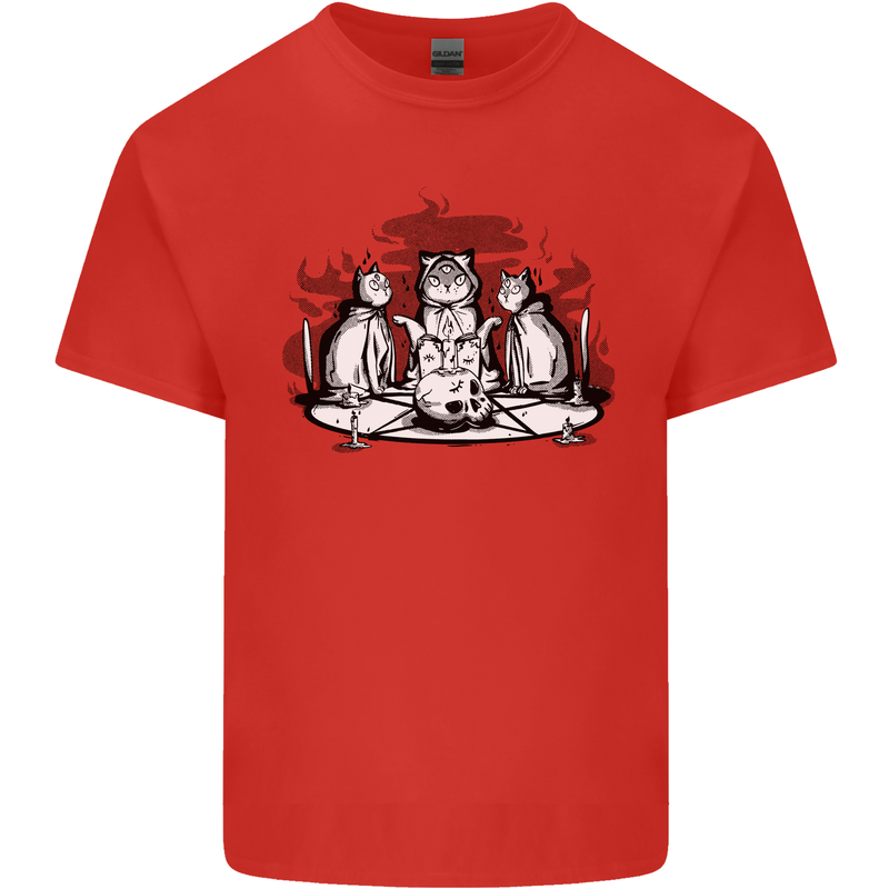 Satanic Cats Black Magic Pentacle Kids T-Shirt Childrens Red
