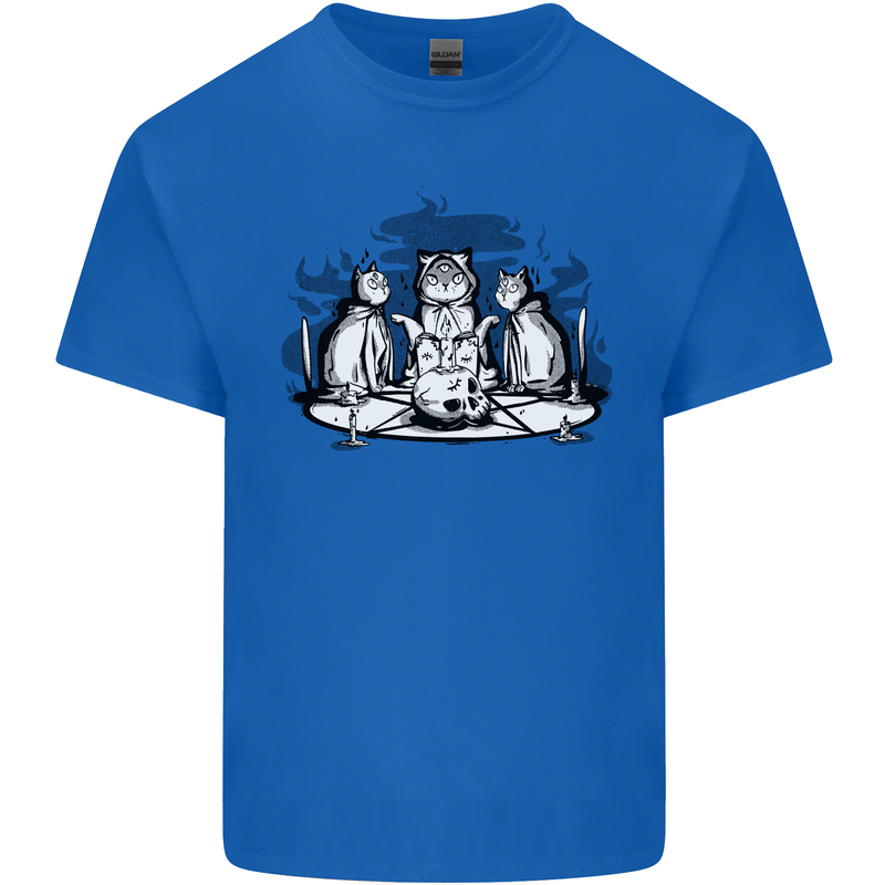 Satanic Cats Black Magic Pentacle Kids T-Shirt Childrens Royal Blue