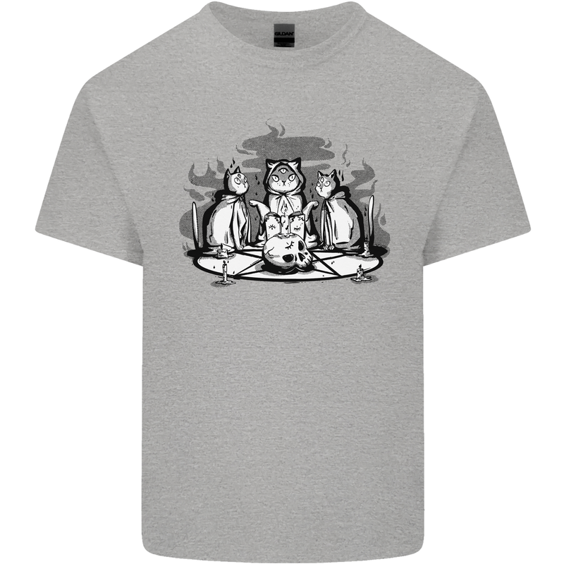 Satanic Cats Black Magic Pentacle Kids T-Shirt Childrens Sports Grey