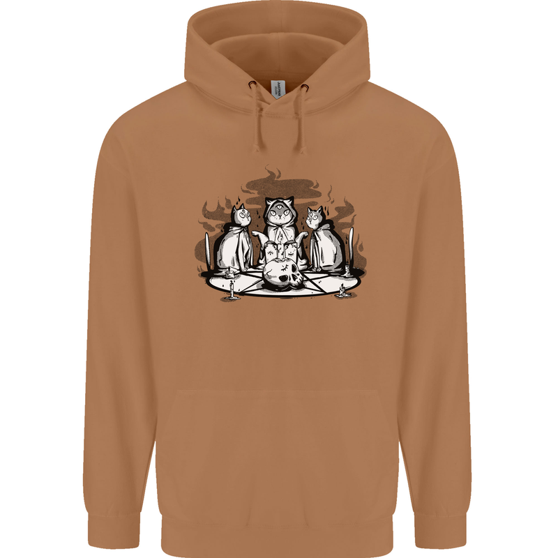 Satanic Cats Black Magic Pentacle Mens 80% Cotton Hoodie Caramel Latte