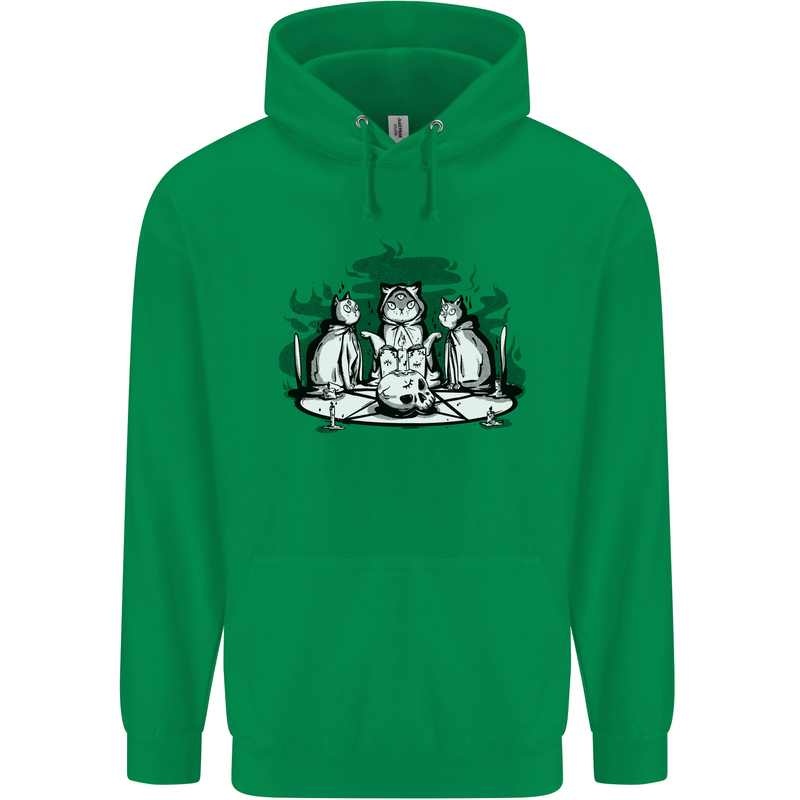 Satanic Cats Black Magic Pentacle Mens 80% Cotton Hoodie Irish Green