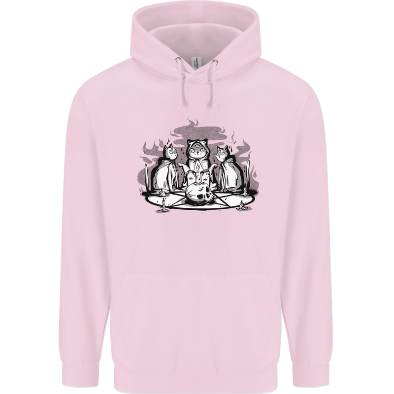 Satanic Cats Black Magic Pentacle Mens 80% Cotton Hoodie Light Pink