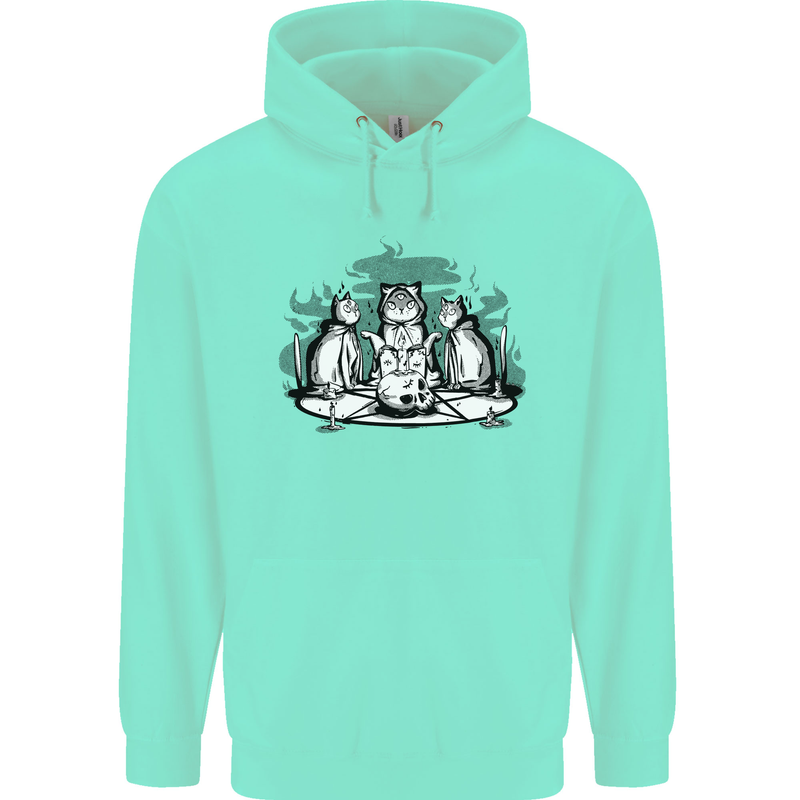 Satanic Cats Black Magic Pentacle Mens 80% Cotton Hoodie Peppermint